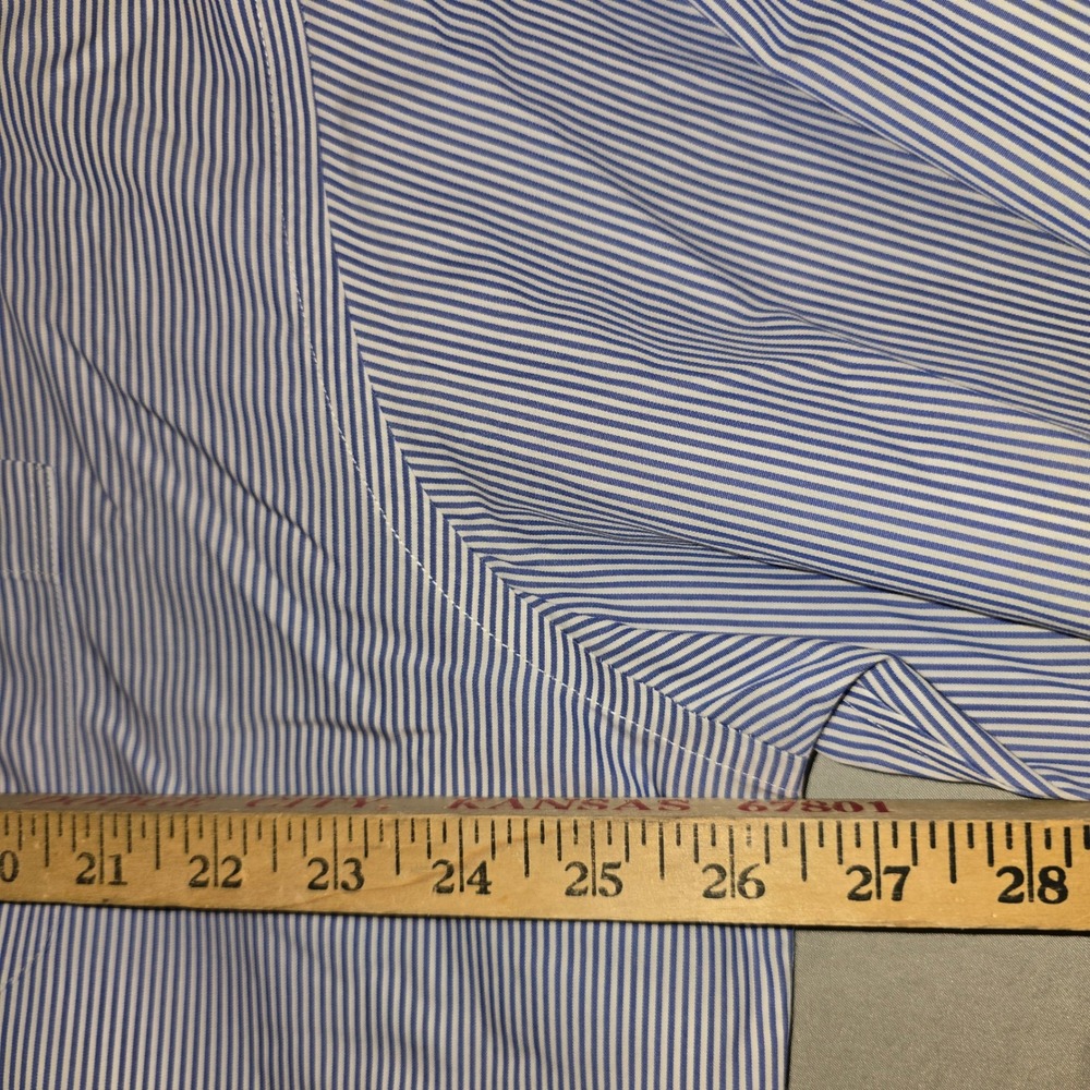 Brooks Brothers Dress Shirt 18-36 Mens Blue Striped Slim Fit Non-Iron Cotton - Picture 5 of 10